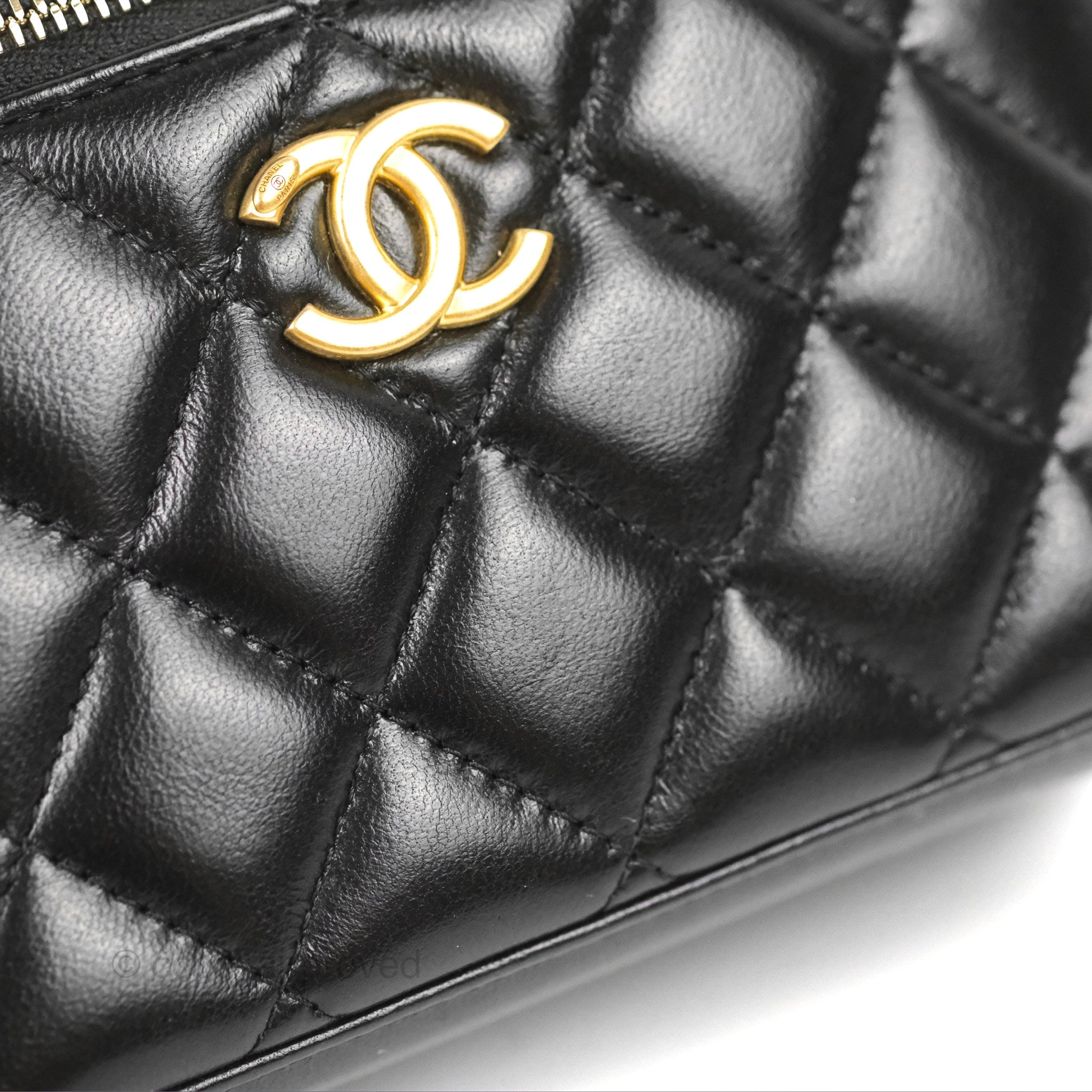 Chanel Pick Me Up Vanity Case Black Lambskin Aged Gold Hardware 22S – Coco  Approved Studio