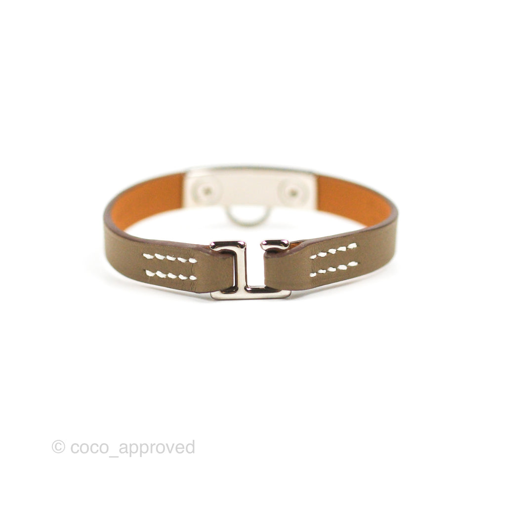 Hermès Rivale Mini Bracelet Etoupe Swift Palladium Hardware