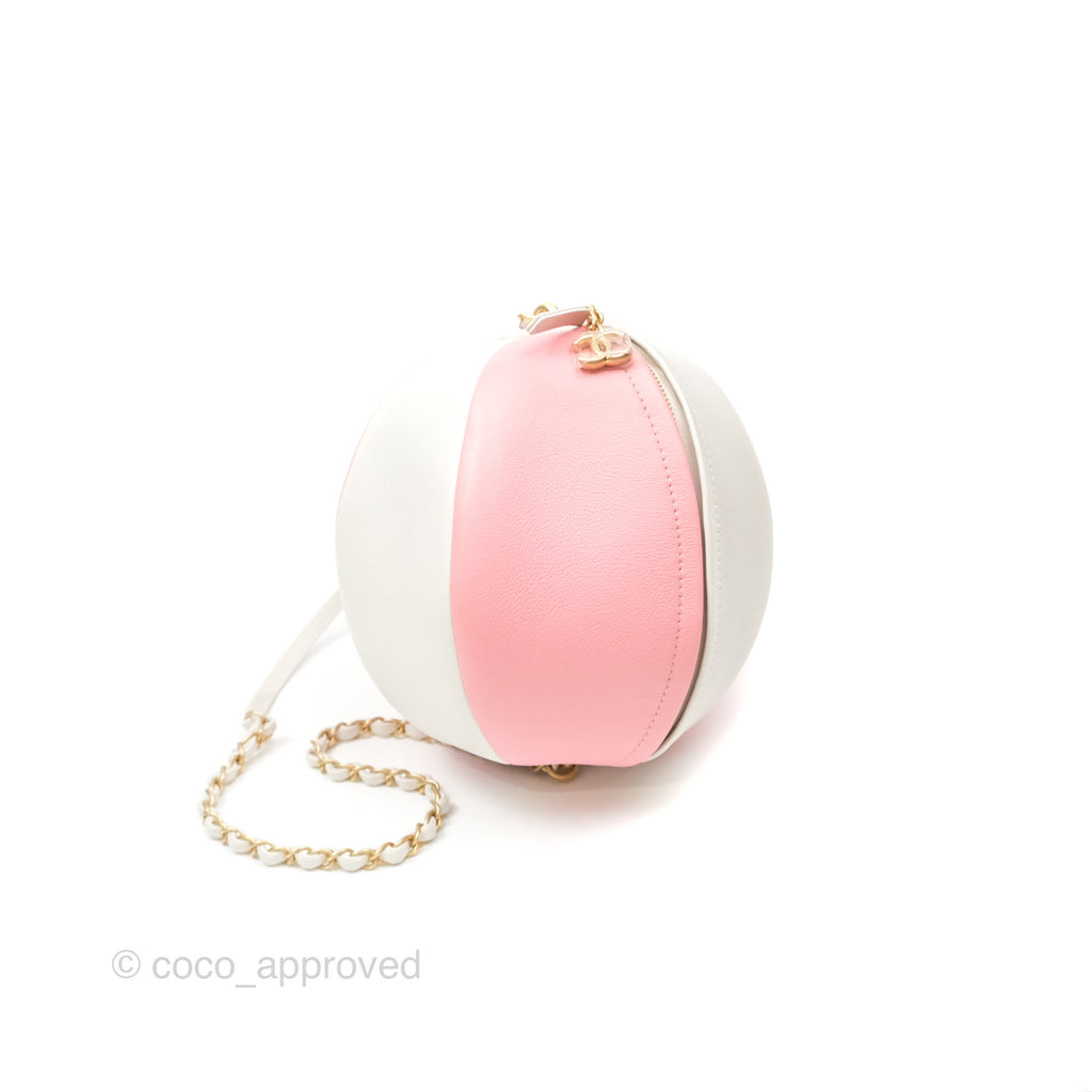 Chanel Beach Ball Pink White Calfskin Gold Hardware