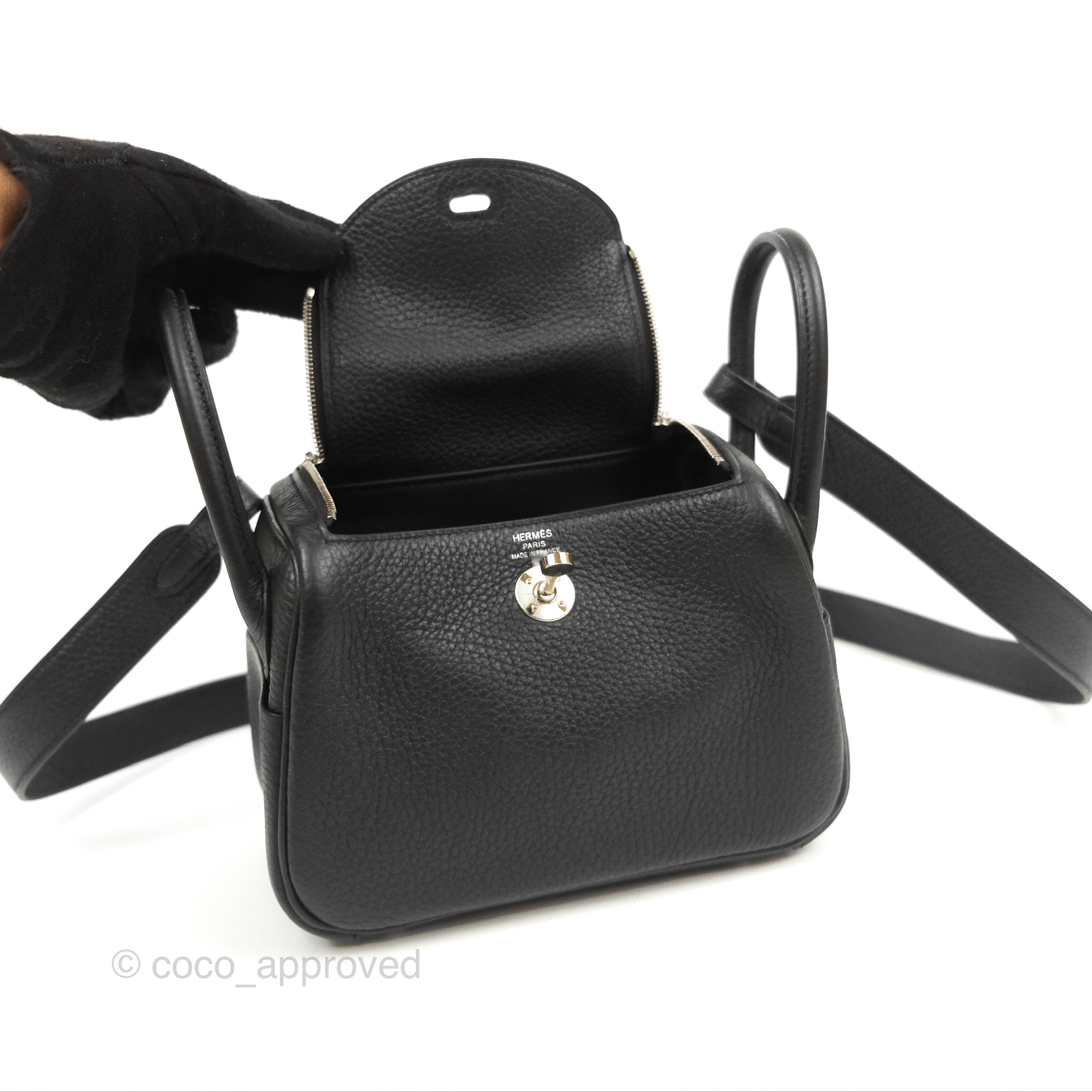 Hermès Mini Lindy 20 Taurillon Clemence Black Palladium Hardware With –  Coco Approved Studio