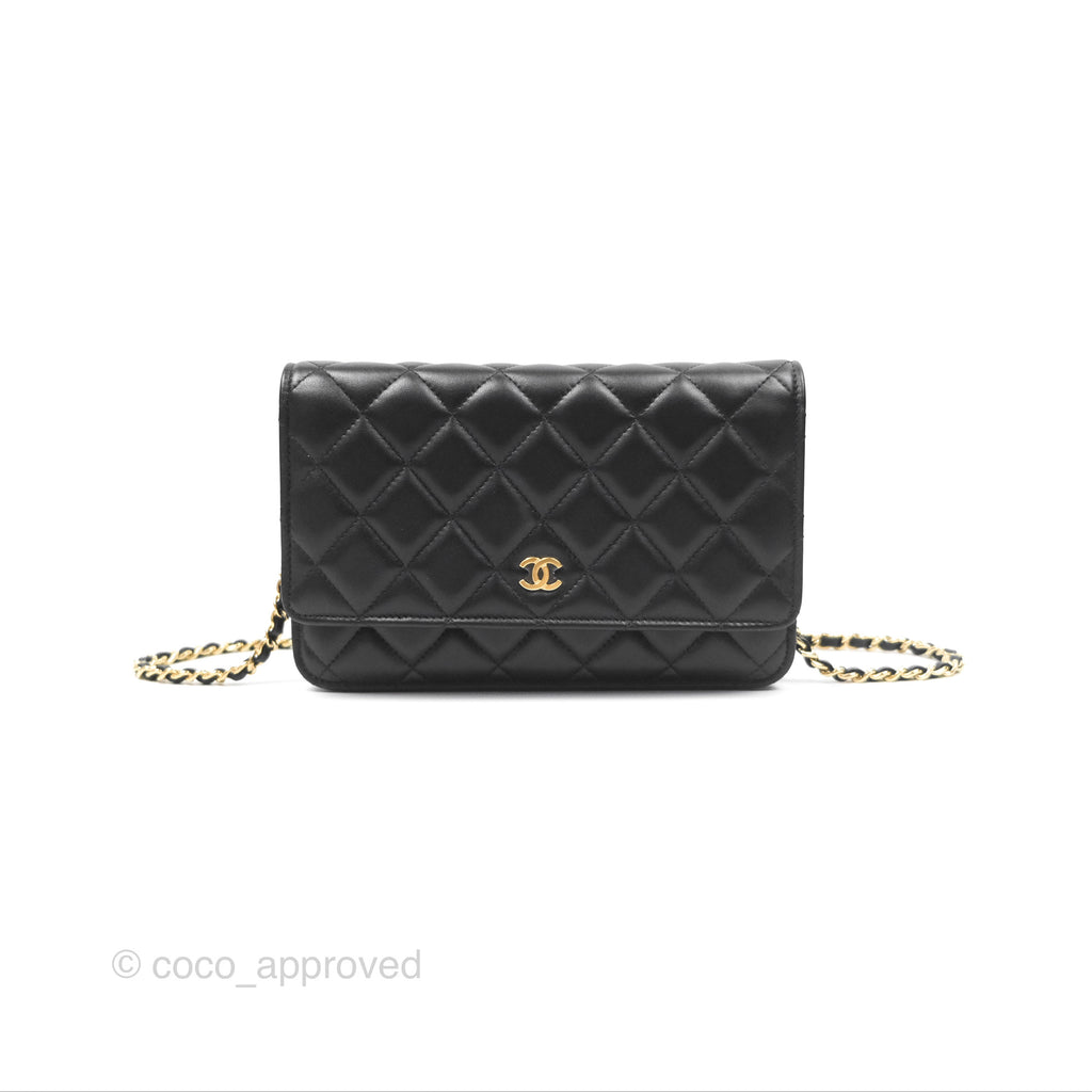 Chanel Quilted Classic Wallet on Chain WOC Black Lambskin Gold Hardware
