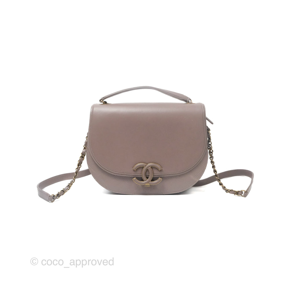 Chanel Coco Curve Flap Burnished Lilac Grey Calfskin Goatskin Antique Gold Hardware