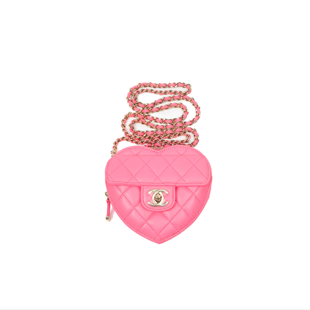 Chanel Small Heart Bag Pink Lambskin Gold Hardware 22S