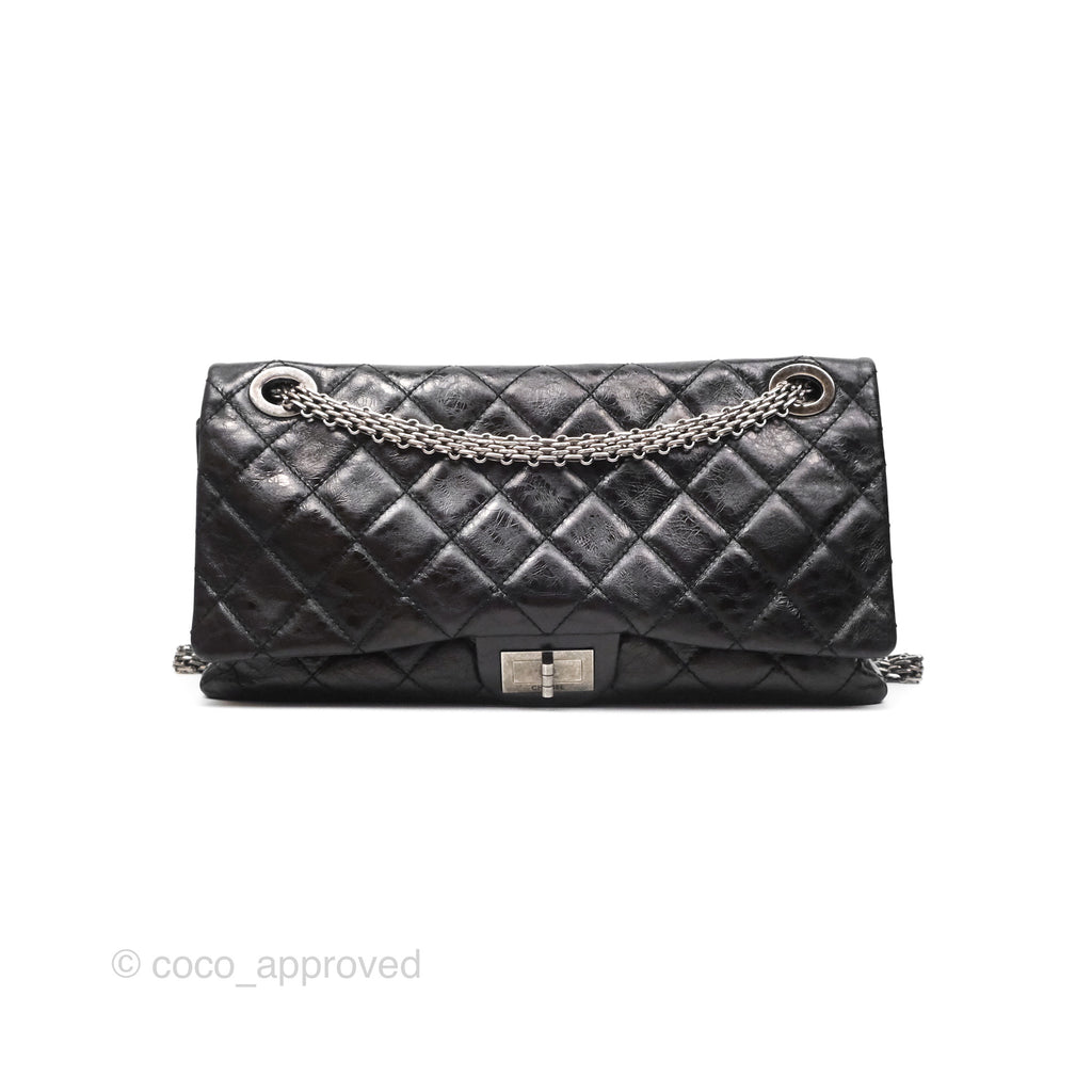 Chanel 228 Reissue Flap Quilted Black Crumpled Calfskin Ruthenium Hardware