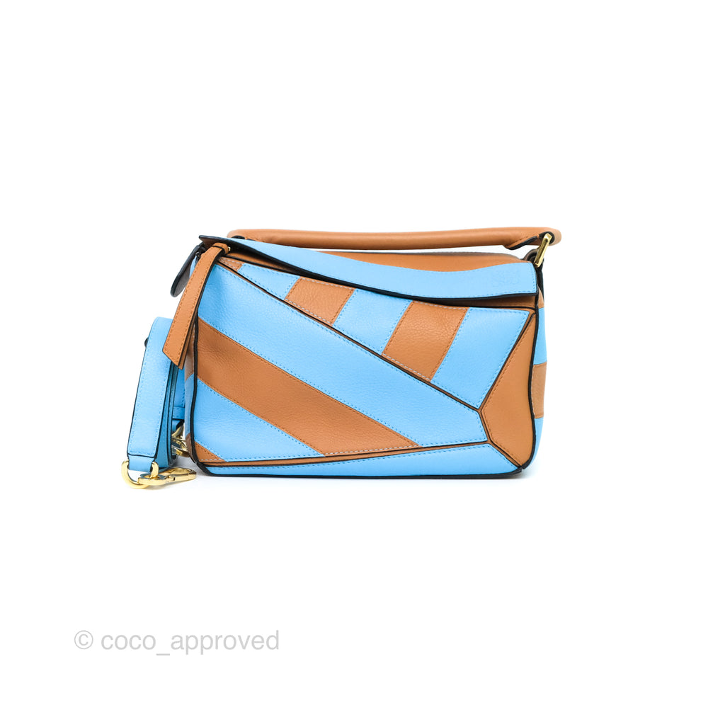 Loewe Mini Rugby Puzzle Blue Tan Calfskin