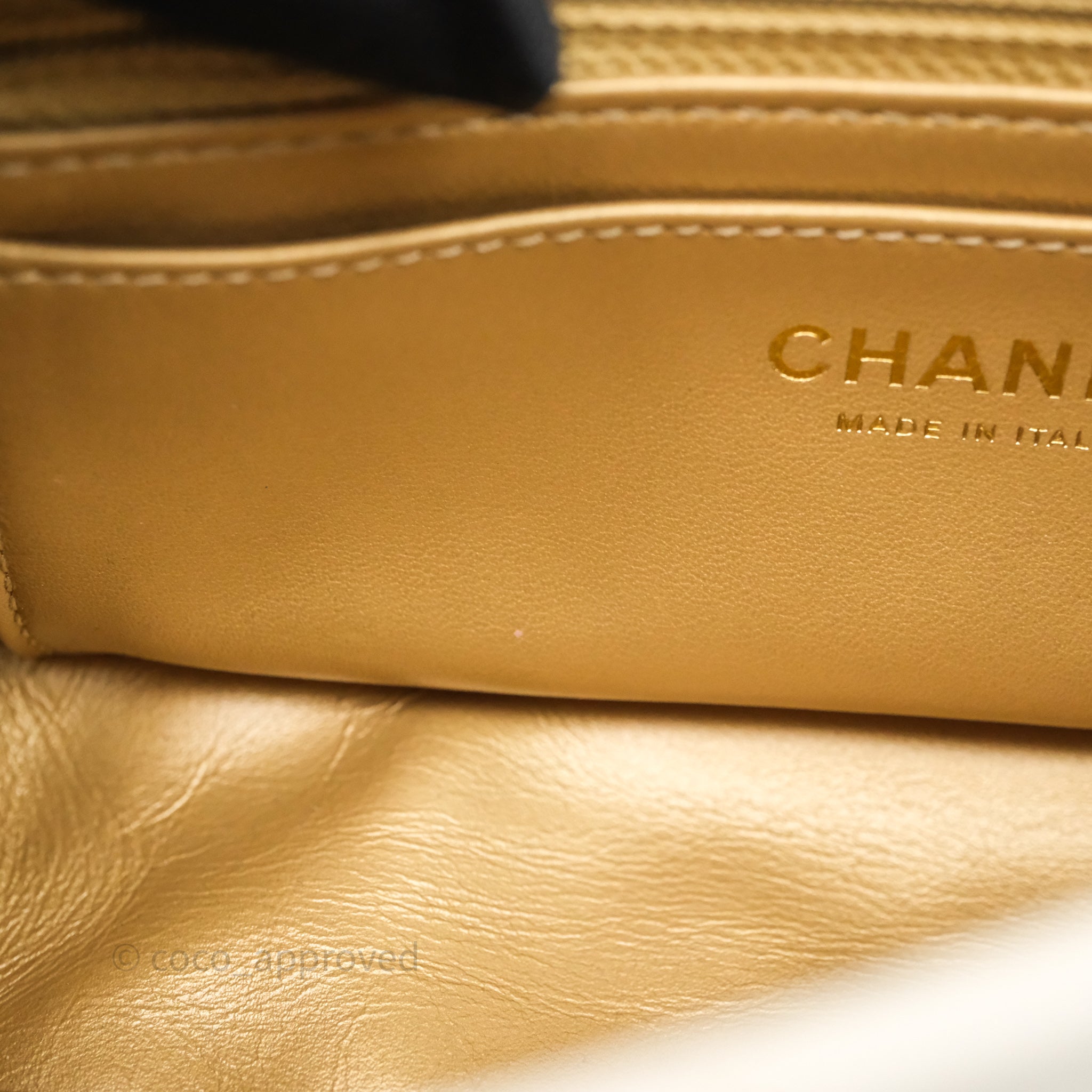 Chanel Mini Rectangular Pearl Crush White Lambskin Aged Gold