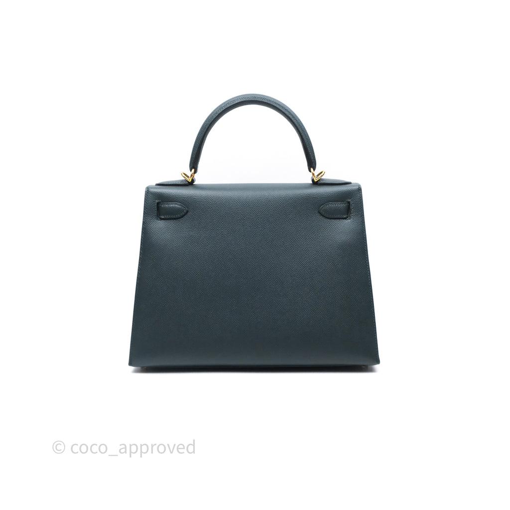 Hermès Kelly 28 Sellier Vert Cypres 6O Epsom Gold Hardware