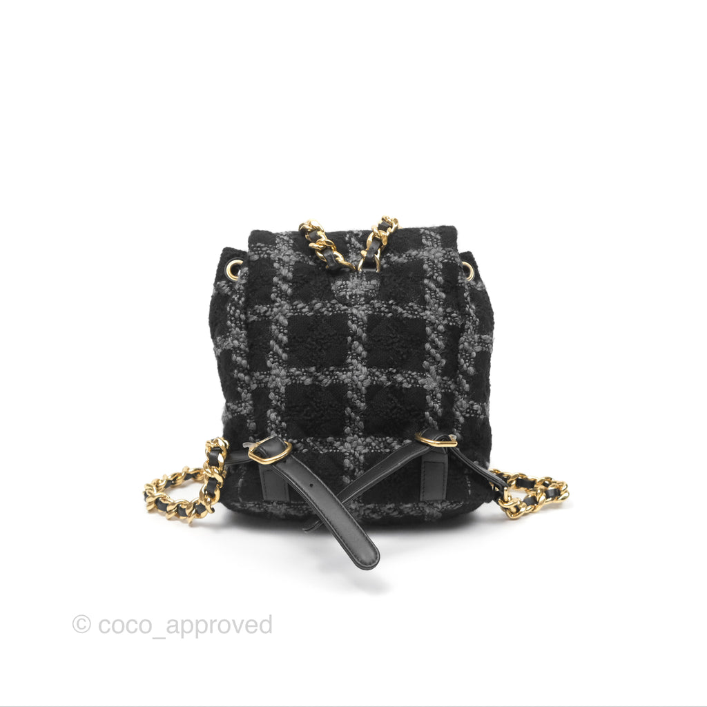 Chanel Duma Backpack Black Tweed Gold Hardware 22K