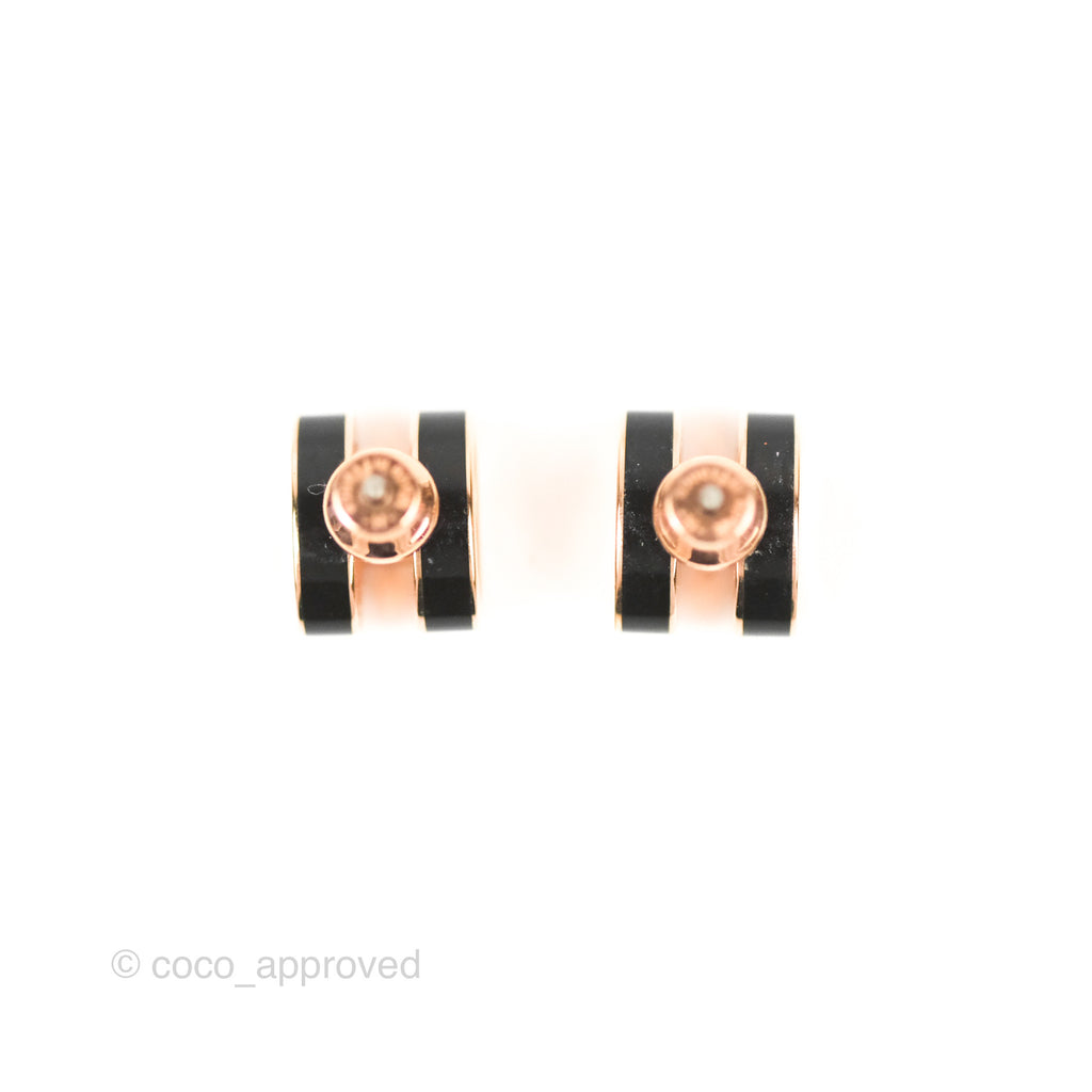 Hermès Pop H Earrings Noir Rose Gold Hardware