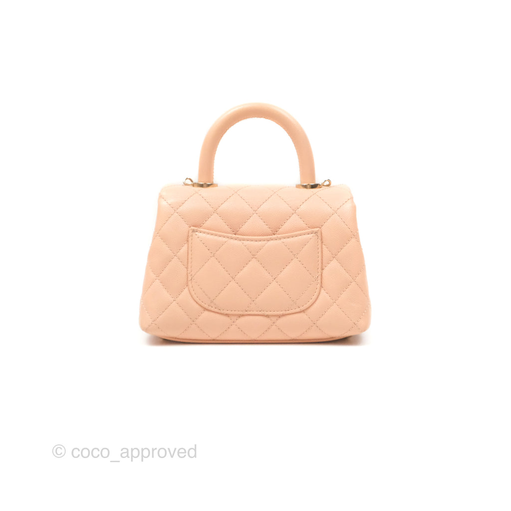 Chanel Quilted Mini Coco Handle Caviar Pink Gold Hardware