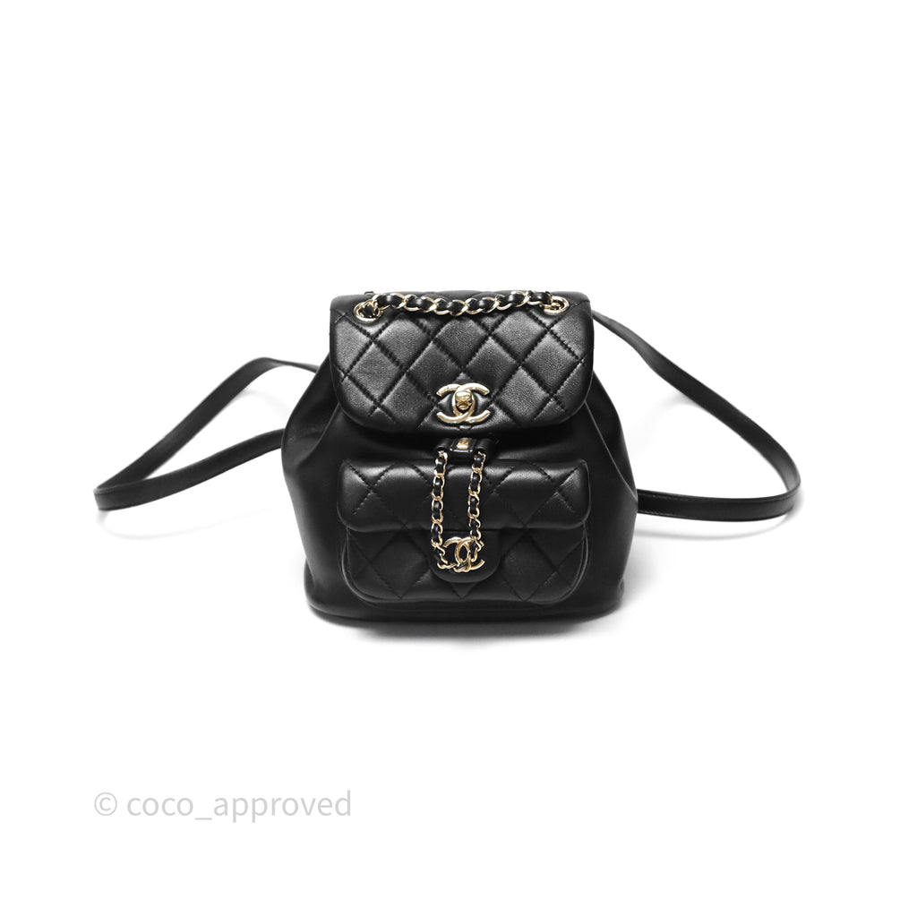 Chanel Small Duma Drawstring Backpack Black Lambskin Gold Hardware