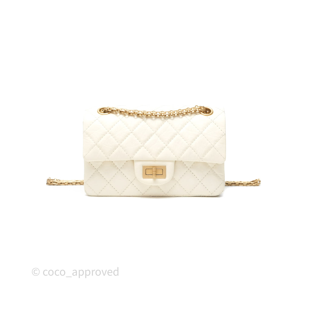 Chanel Mini Reissue 224 White Ivory Aged Calfskin Aged Gold Hardware