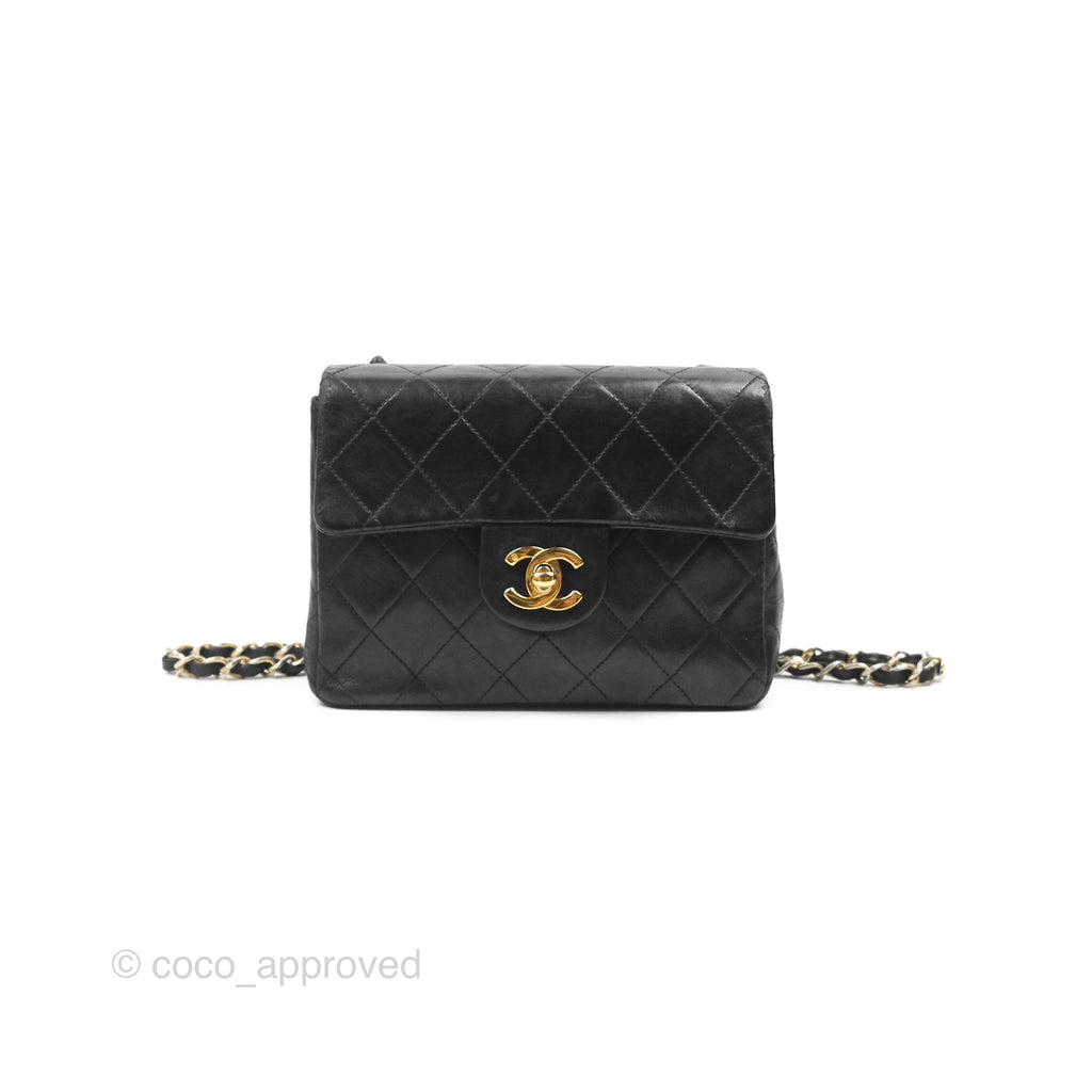 Chanel Vintage Mini Square Black Lambskin 24K Gold Hardware