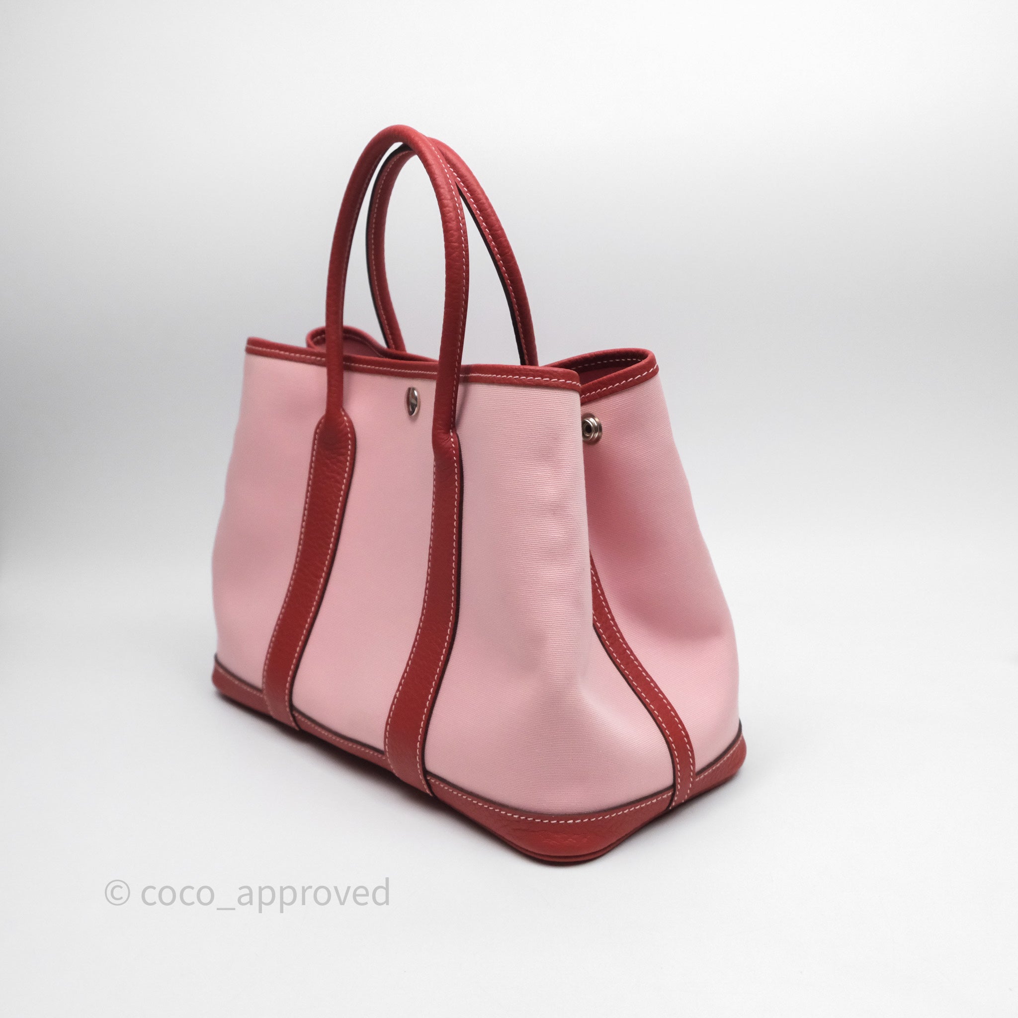 Hermès Garden Party 30 Canvas Rose Sakura 3Q/ Rouge Duchesse 2V