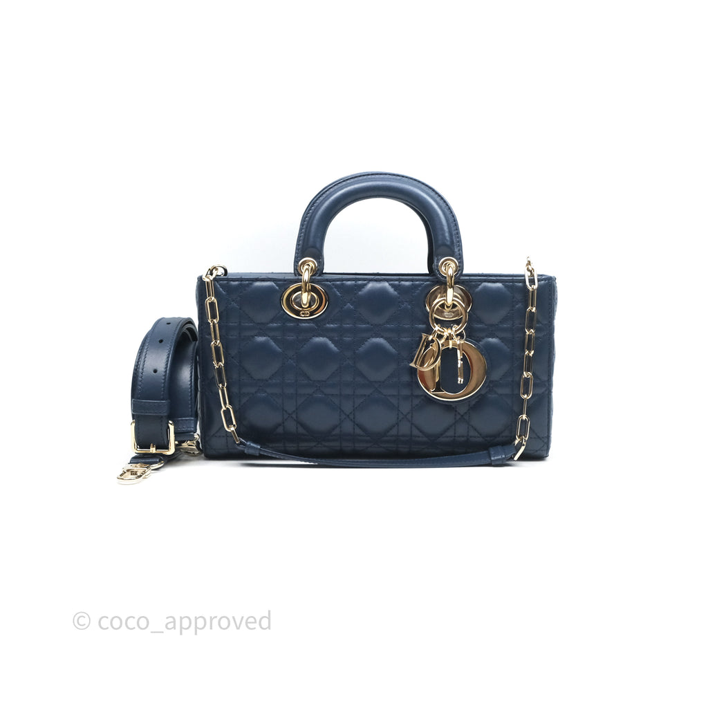 Christian Dior Medium Lady D-Joy Bag Deep Ocean Blue Cannage Lambskin