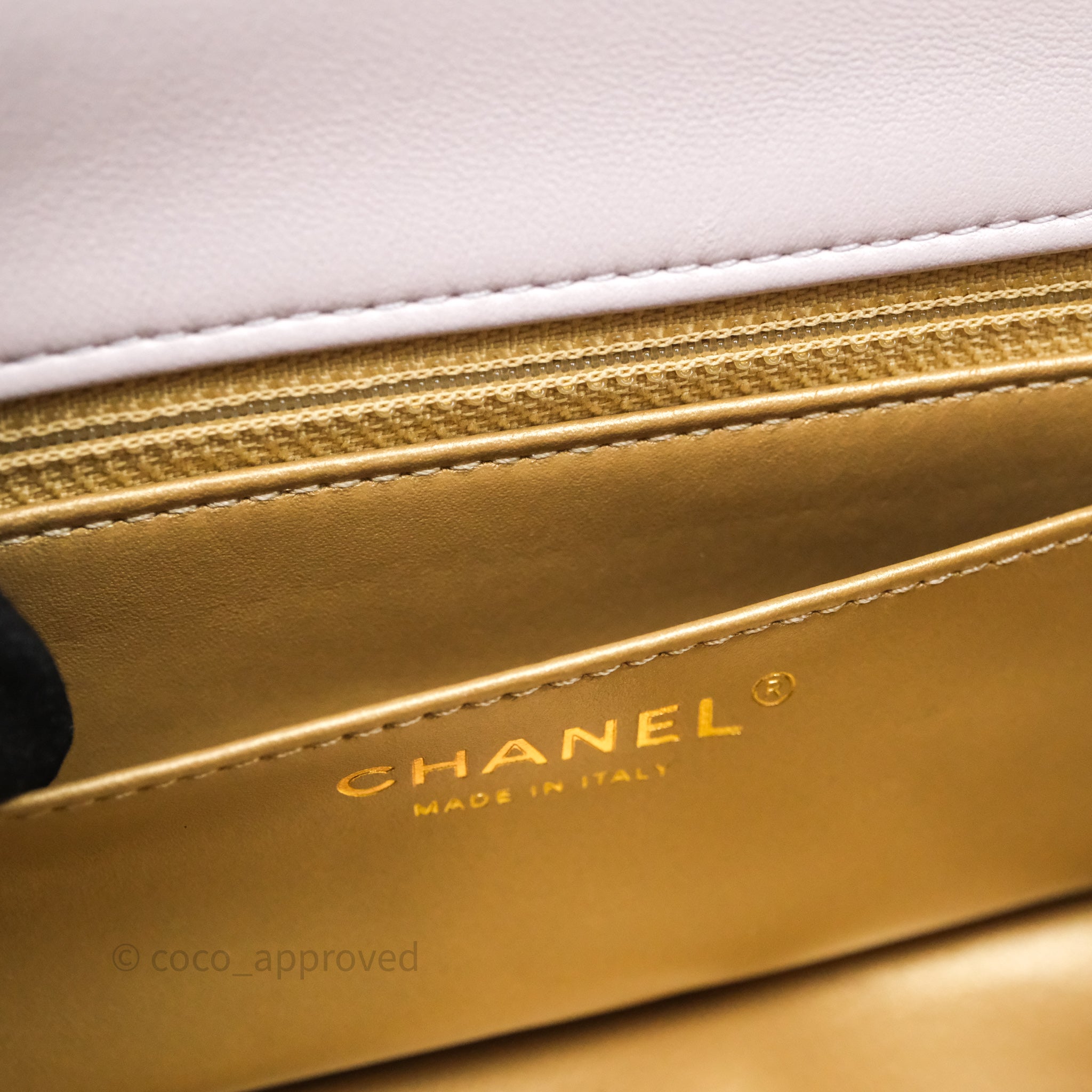 Chanel Mini Rectangular Pearl Crush Lilac Lambskin Aged Gold