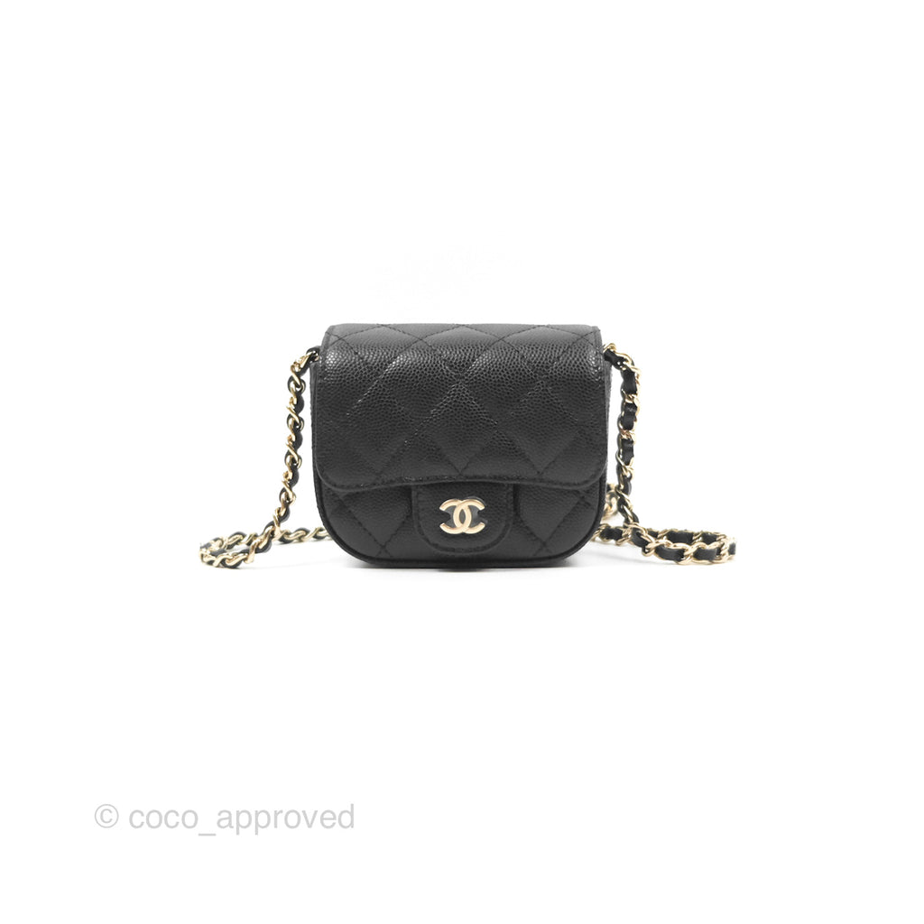 Chanel Mini Clutch With Chain Black Caviar Gold Hardware