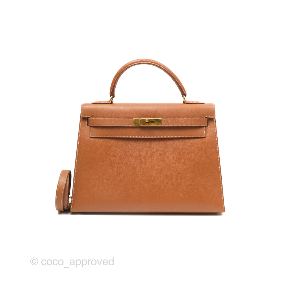 Hermès Kelly 32 Sellier Gold Epsom Gold Hardware