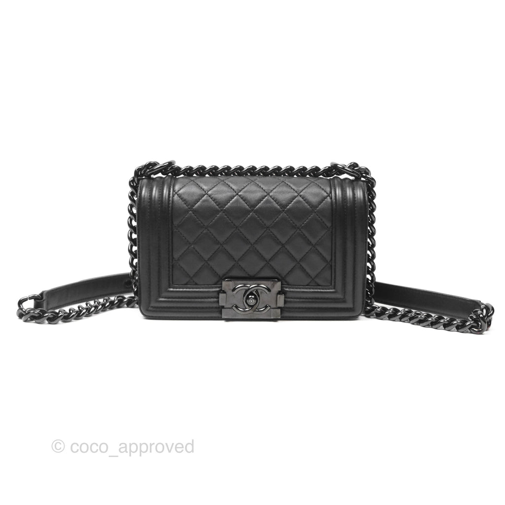 Chanel Quilted Small Calfskin Boy Flap So Black Hardware