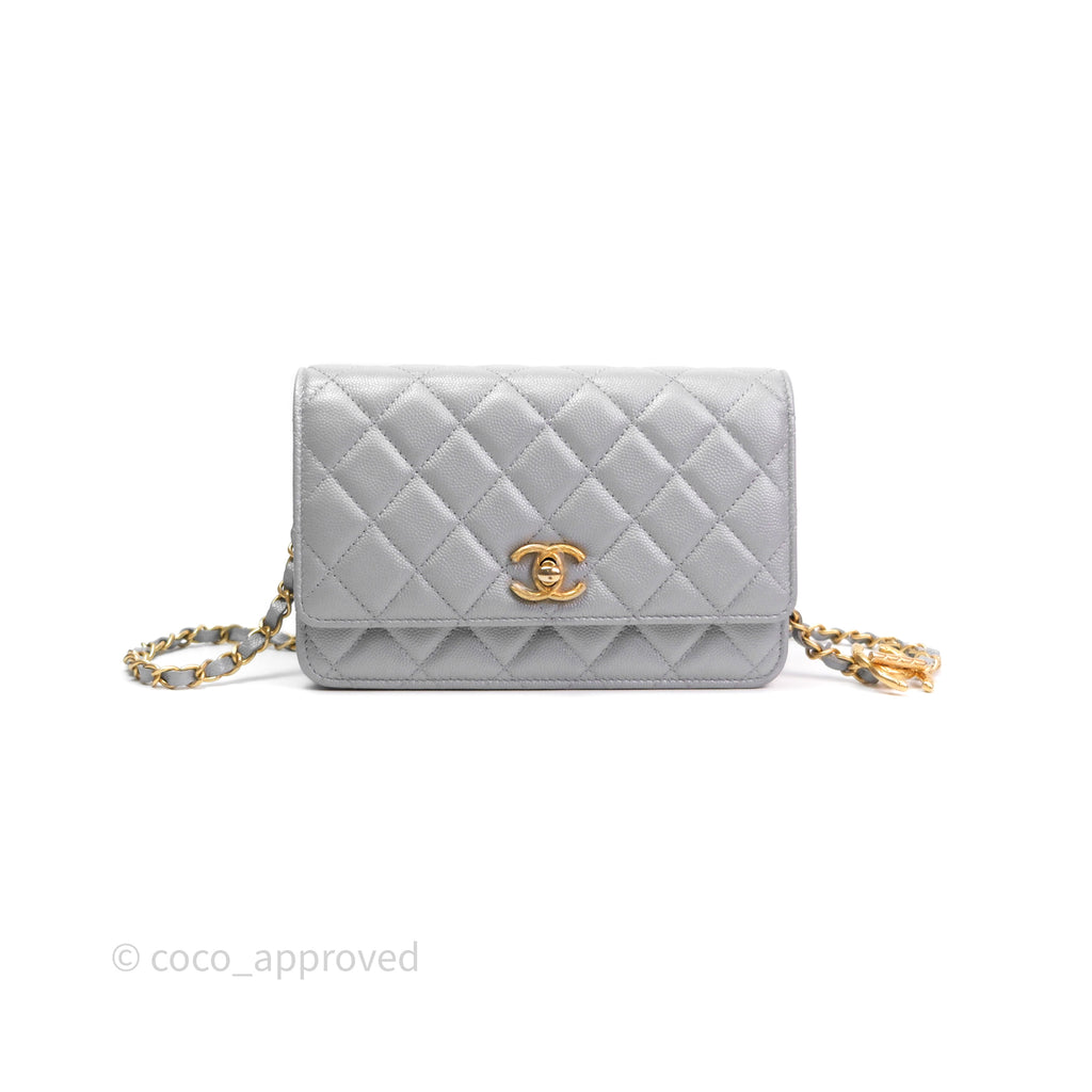 Chanel Wallet On Chain WOC Adjustable CC Chain Grey Caviar Aged Gold Hardware