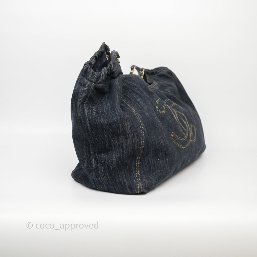 Chanel XL Coco Cabas Tote Bag Denim Gold Hardware