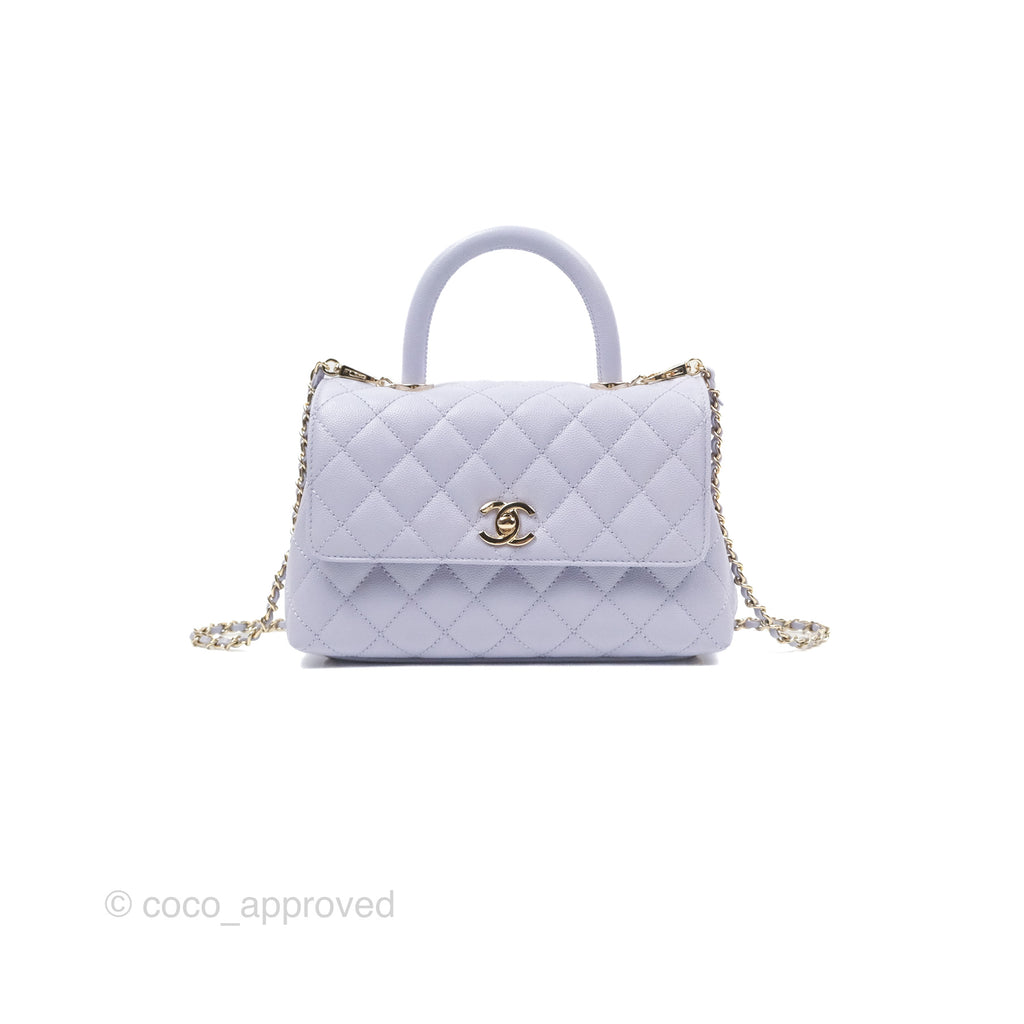 Chanel Small Coco Handle Lilac Caviar Gold Hardware