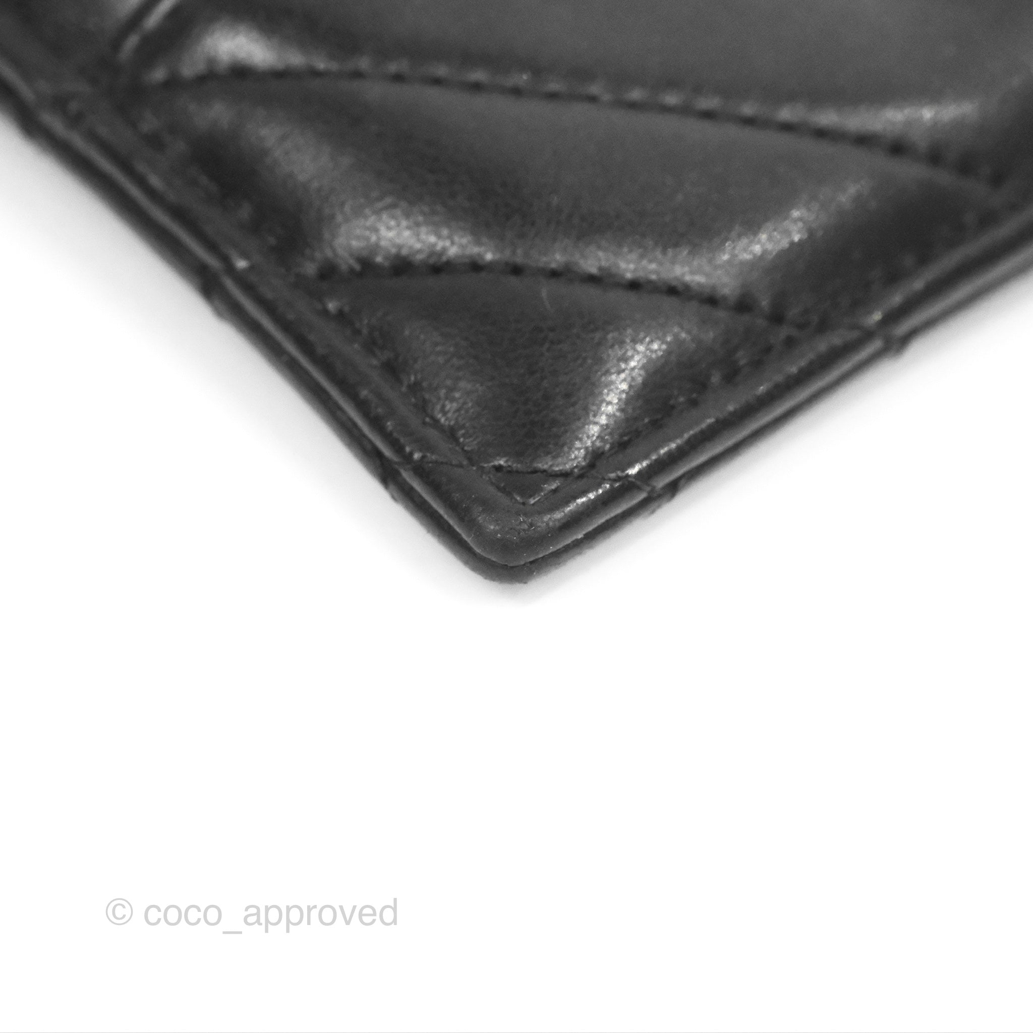 Chanel Credit Card Case Mint Black Chevron