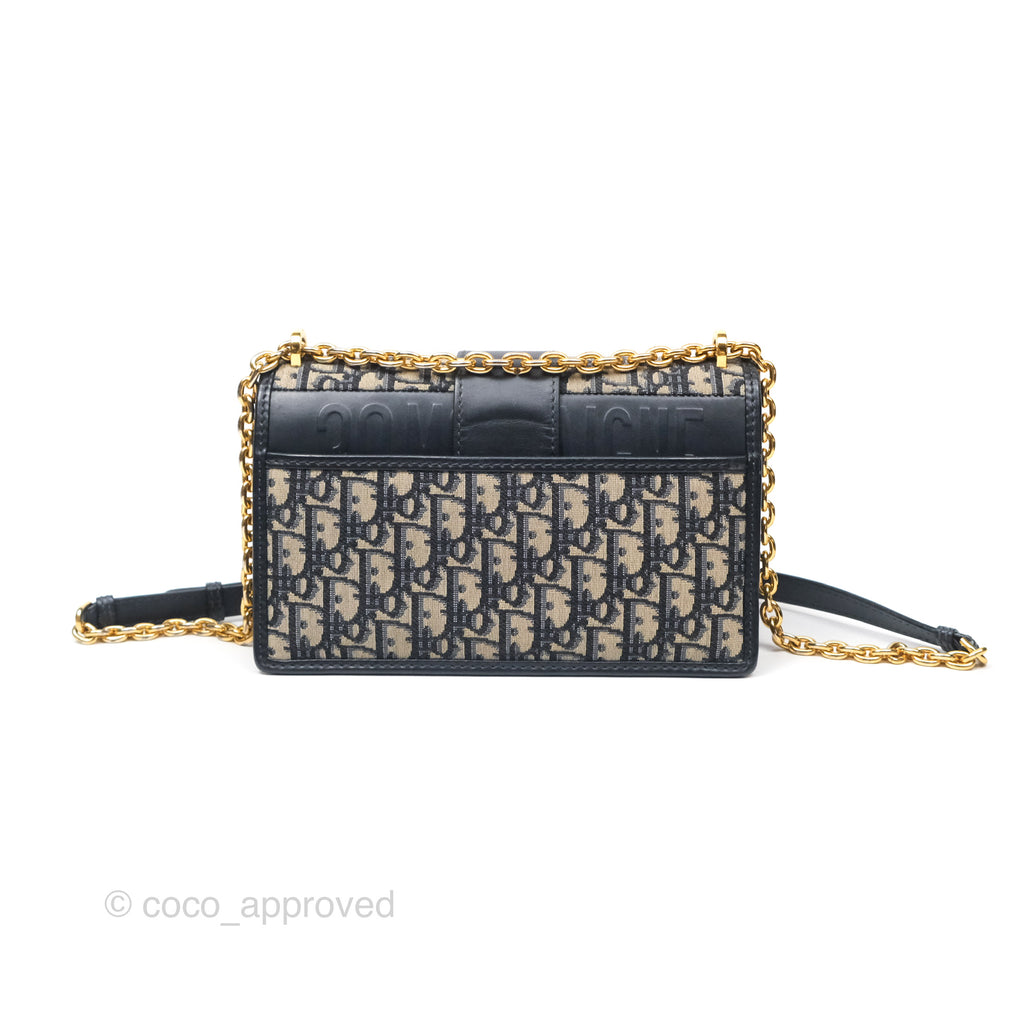 Christian Dior 30 Montaigne with Chain Blue Dior Oblique Jacquard