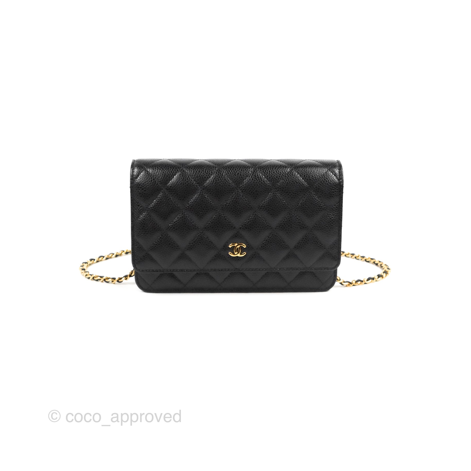 CHANEL Caviar Quilted Mini Wallet On Chain WOC Black 592149