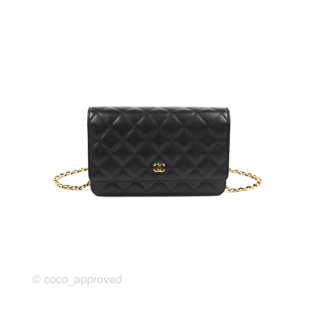 Chanel Quilted Classic Wallet On Chain WOC Black Caviar Gold Hardware