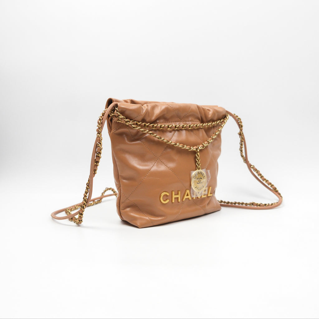 Chanel 22 Mini Bag Caramel Crumpled Calfskin