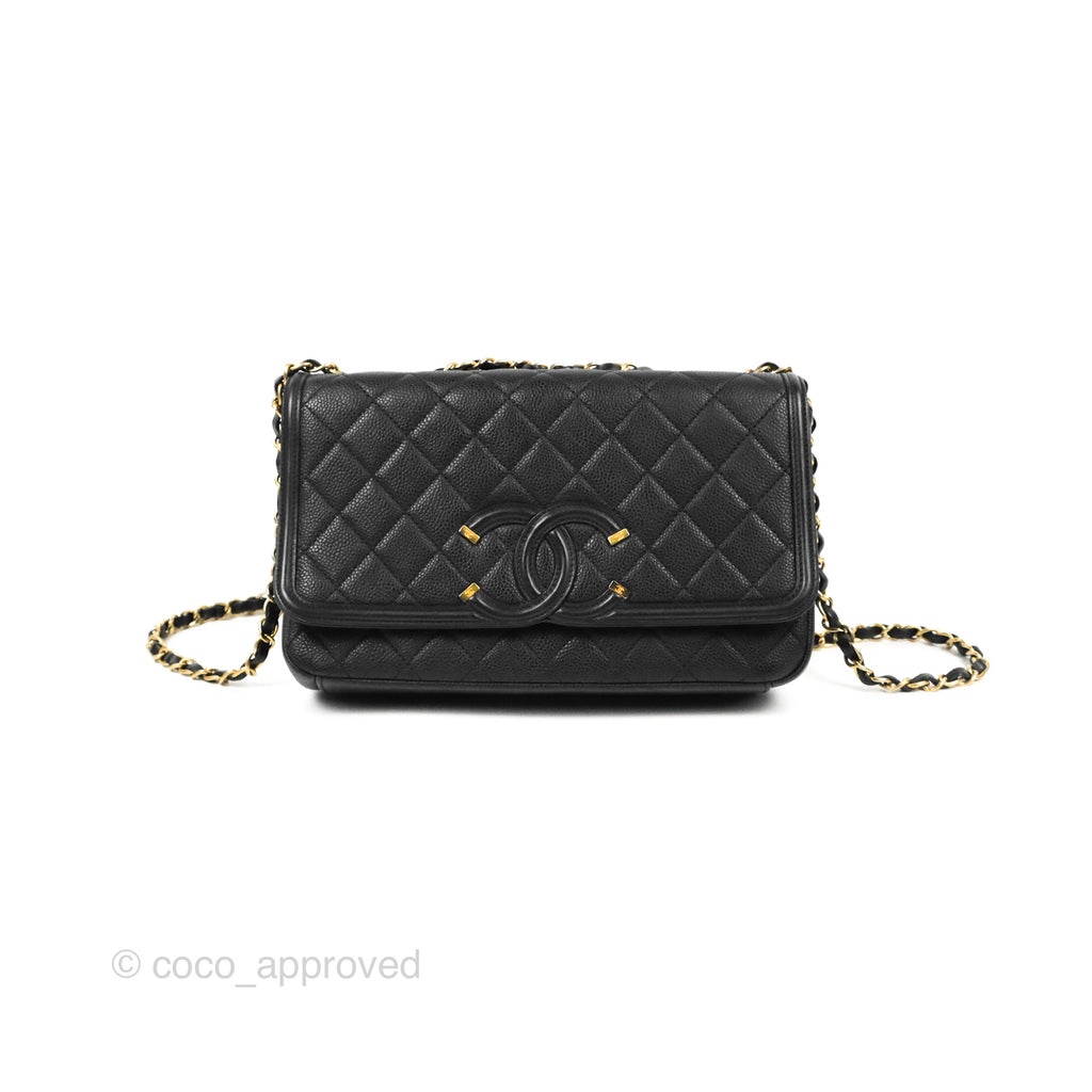 Chanel Quilted Medium CC Filigree Flap Black Caviar