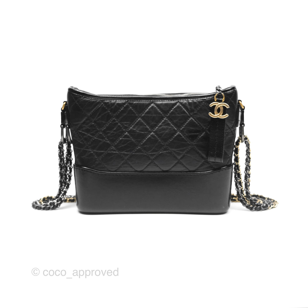 Chanel New Medium Gabrielle Hobo Quilted Black Aged Calfskin