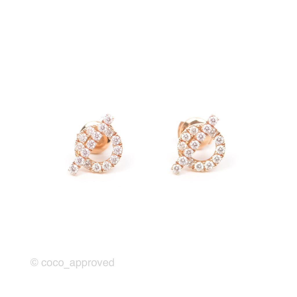 Hermès Boutons d'oreilles Finesse Earrings Rose Gold Diamonds 