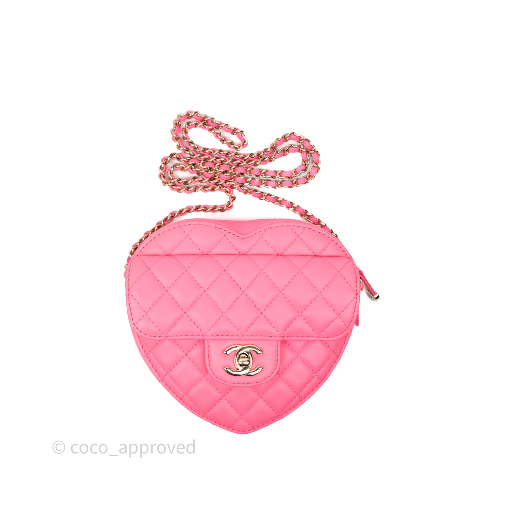 Chanel Large Heart Bag Pink Lambskin Gold Hardware 22S