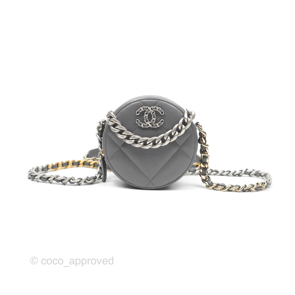 Chanel 19 Round Clutch With Chain Grey Mixed Hardware