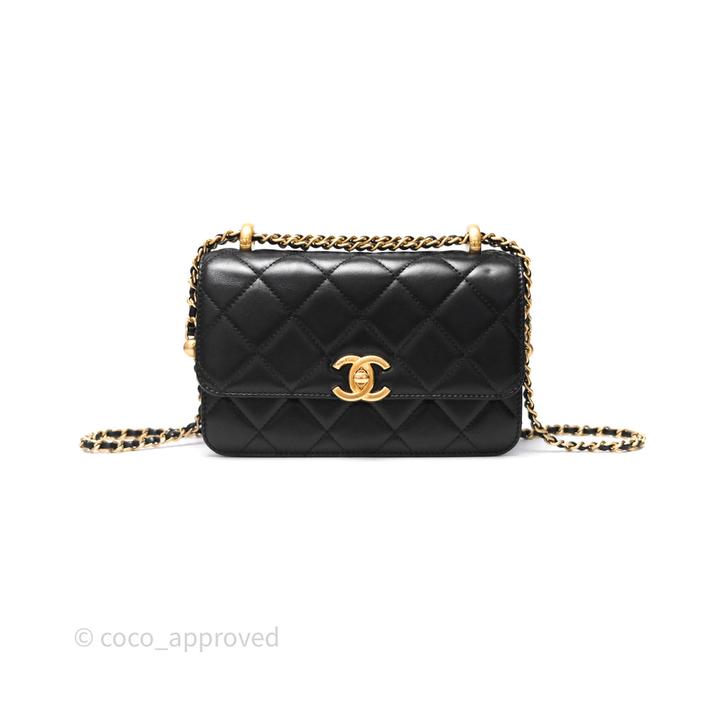 Chanel Quilted Mini Perfect Fit Adjustable Black Calfskin Gold Hardware