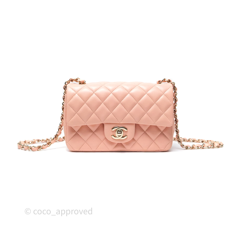 Chanel Quilted Mini Rectangular Flap Pink Lambskin Gold Hardware