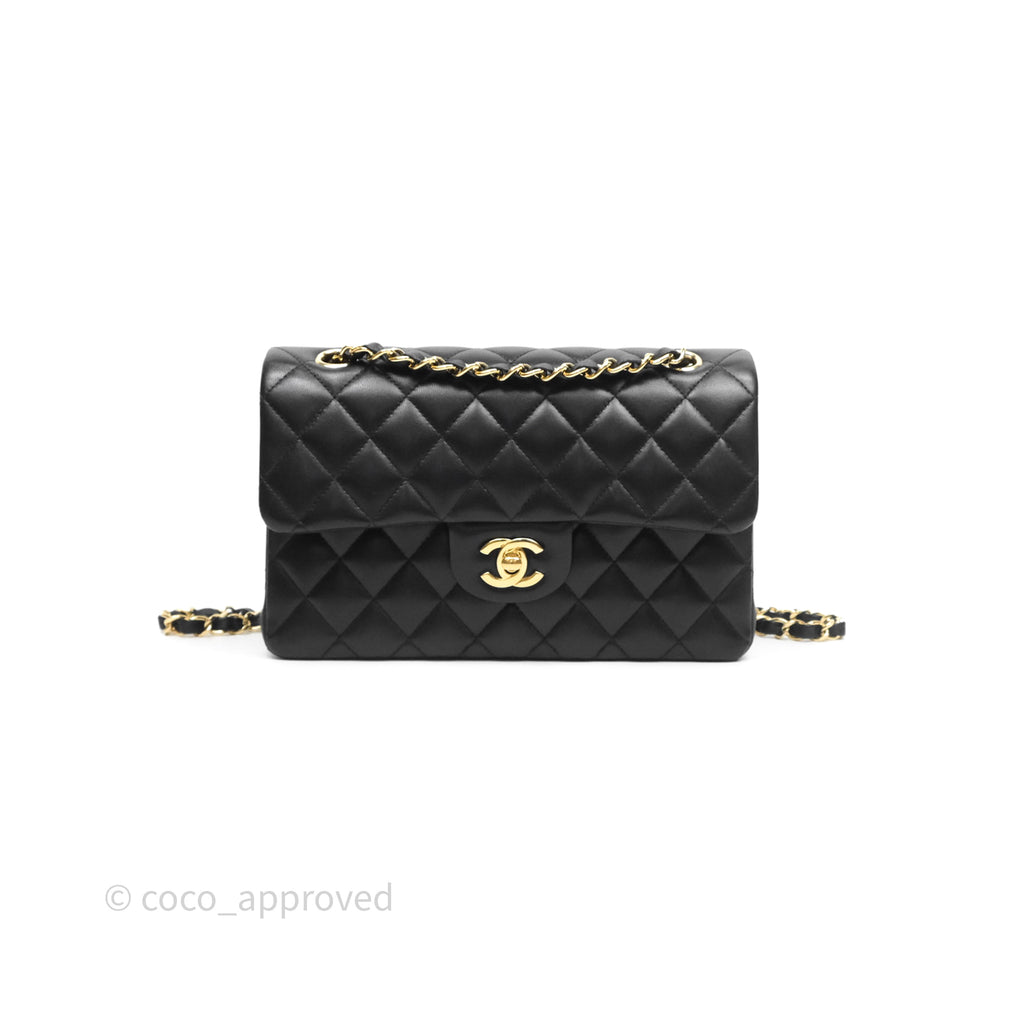 Chanel Small Classic Flap Quilted Black Lambskin Gold Hardware