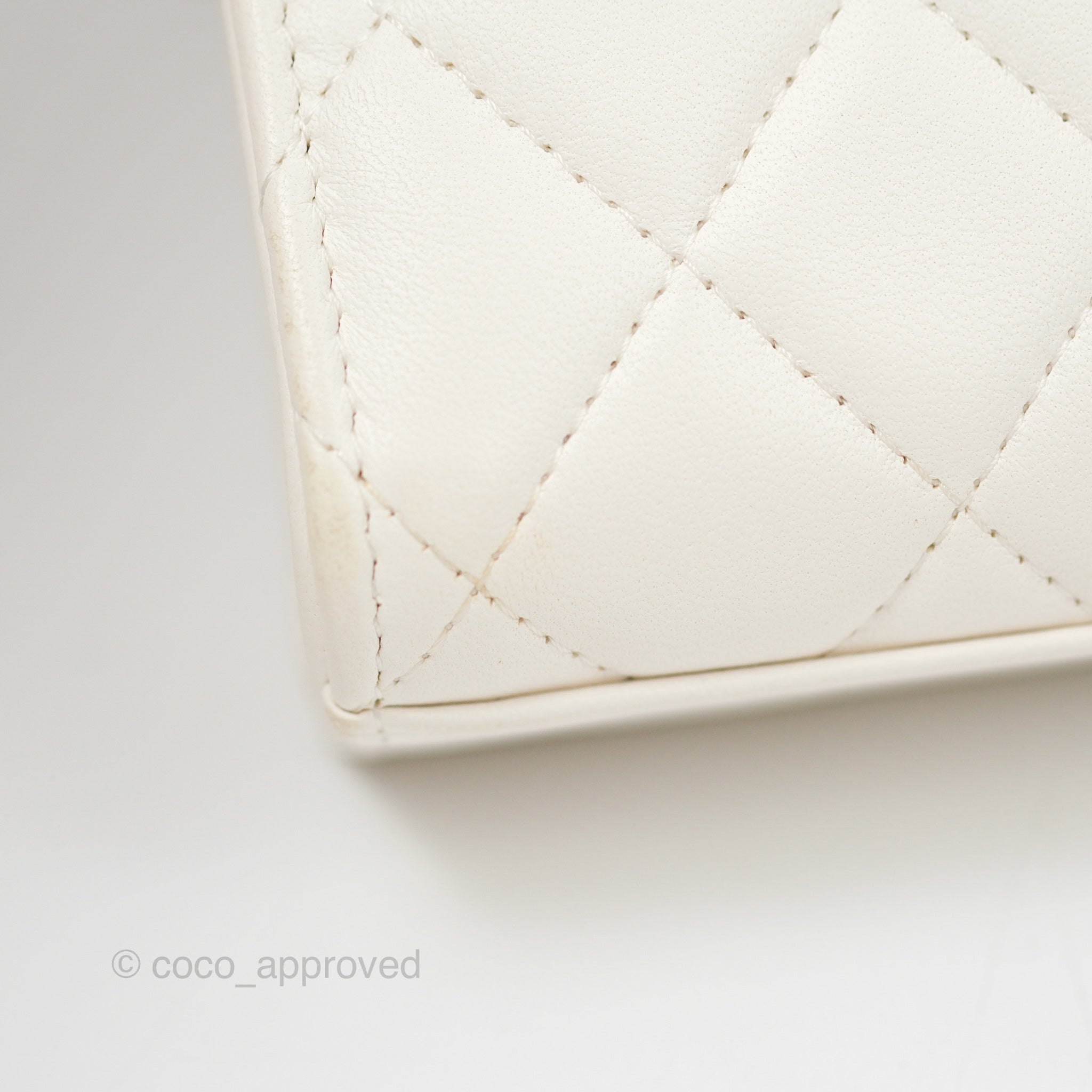 Chanel Quilted Pearl Crush Phone Holder With Chain White Lambskin 