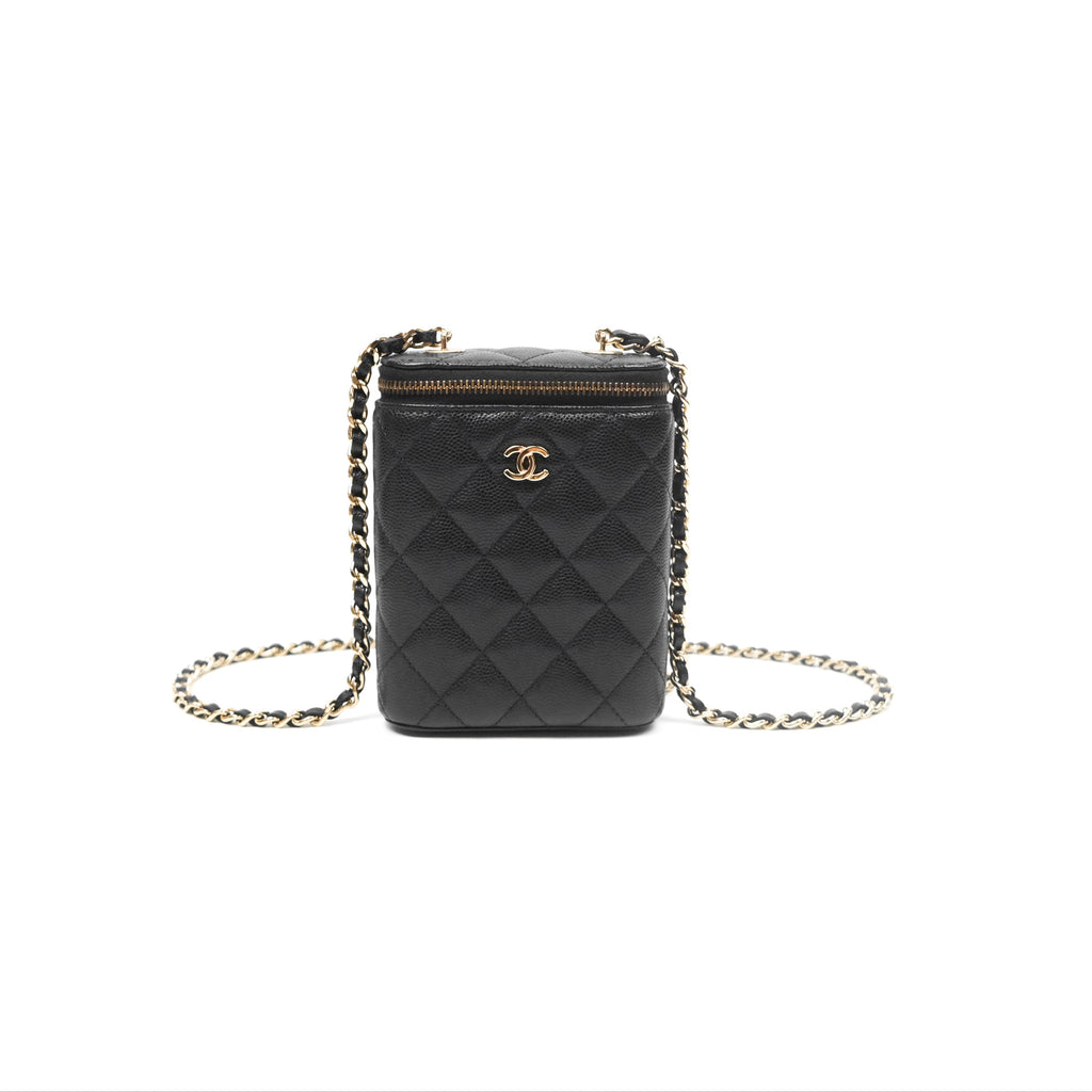 Chanel Classic Mini Vanity With Chain Black Caviar Gold Hardware