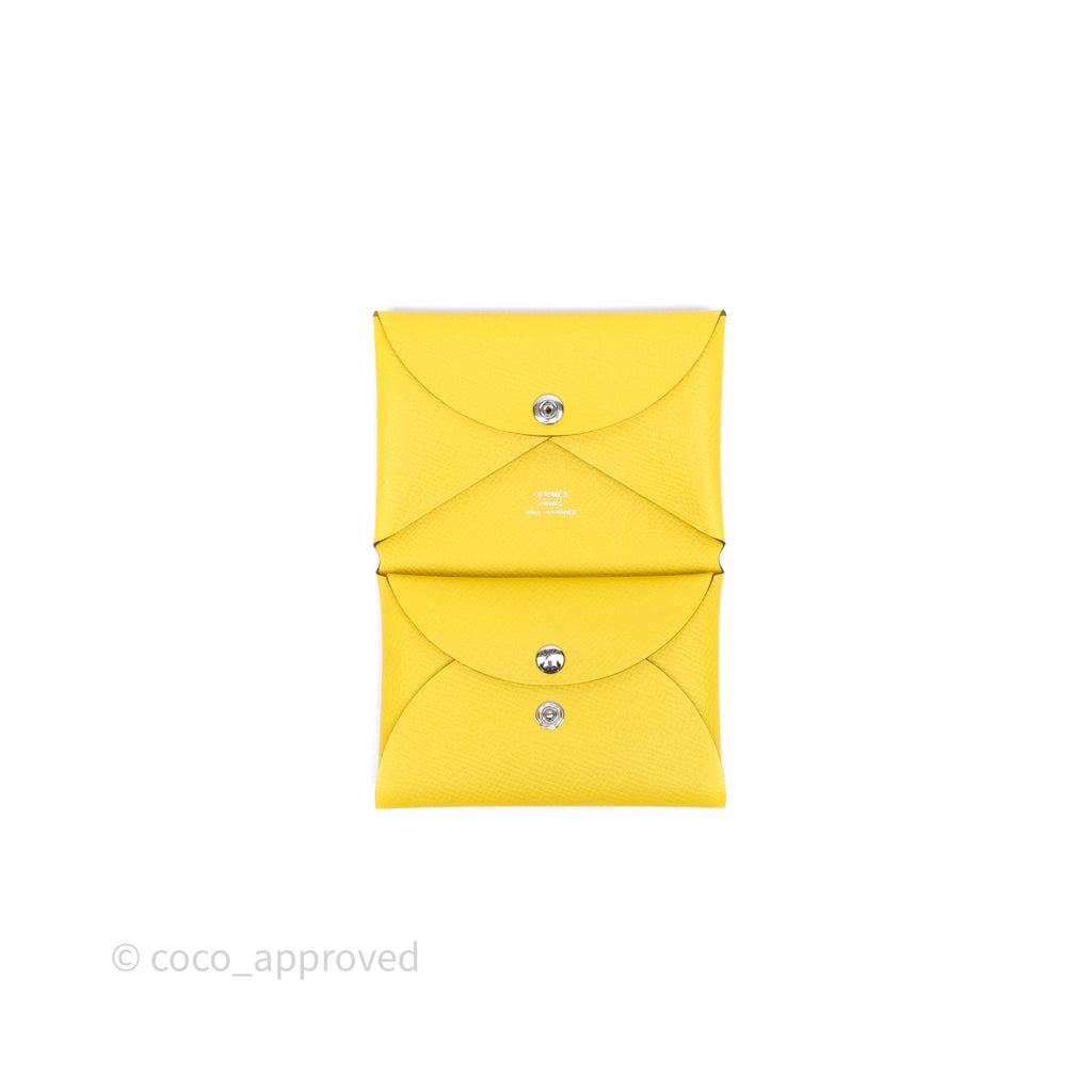 Hermès Calvi Duo Compact Card Holder Jaune de Naples 9O Epsom