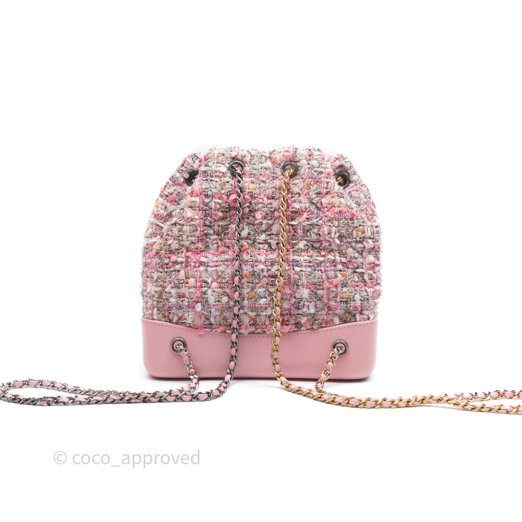 Chanel Gabrielle Small Backpack Pink Tweed Aged Calfskin