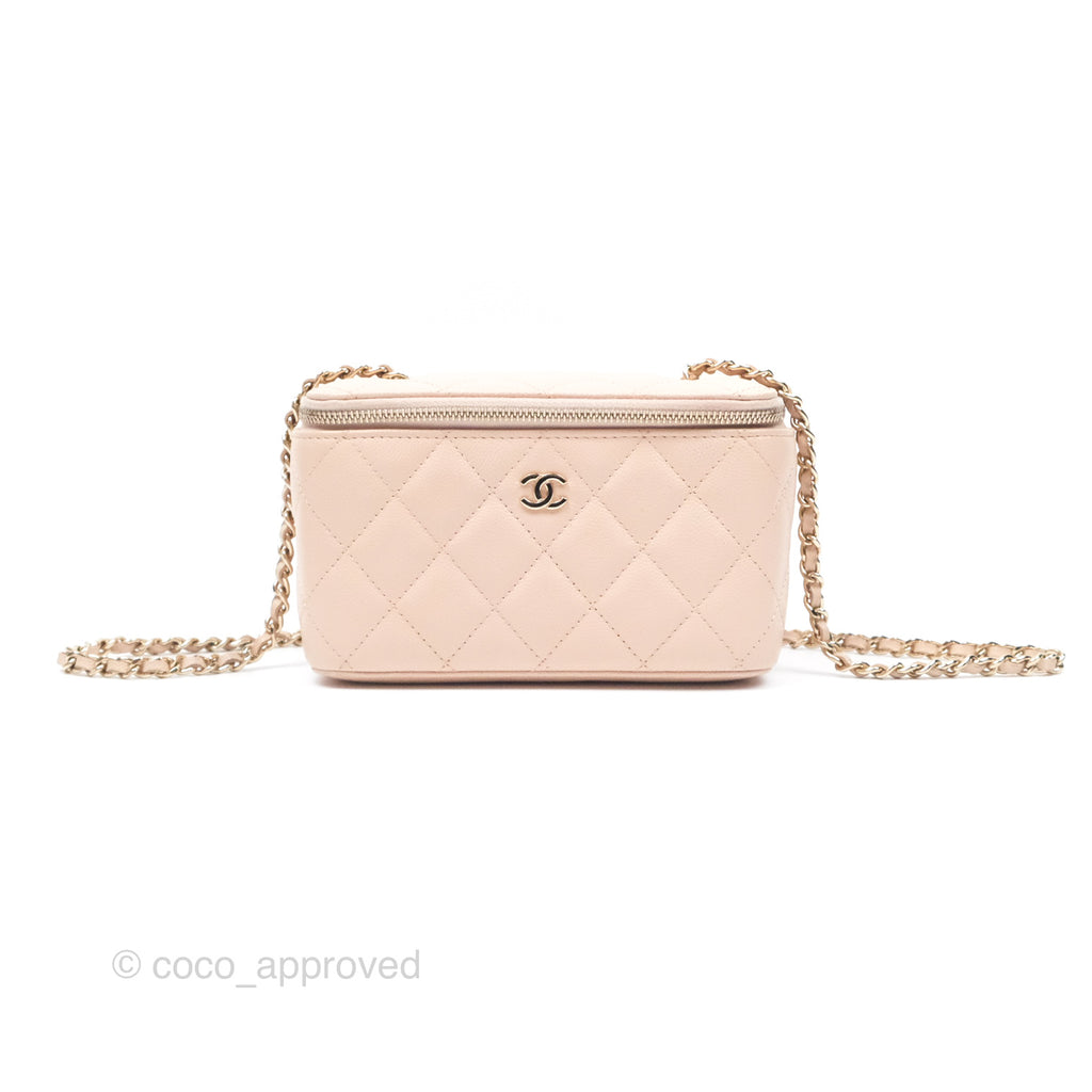 Chanel Vanity Rectangular With Chain Pink Caviar Gold Hardware