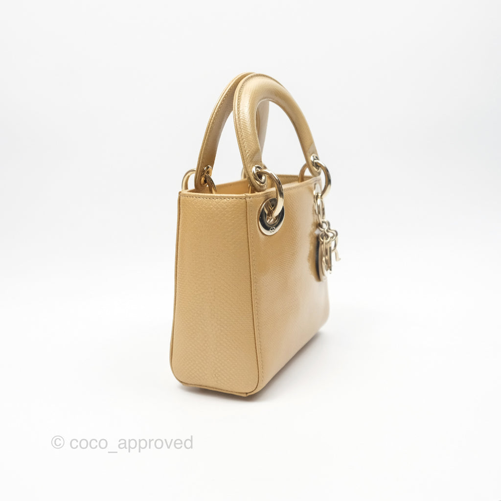 Christian Dior Mini Lady Dior Beige Lizard Gold Hardware