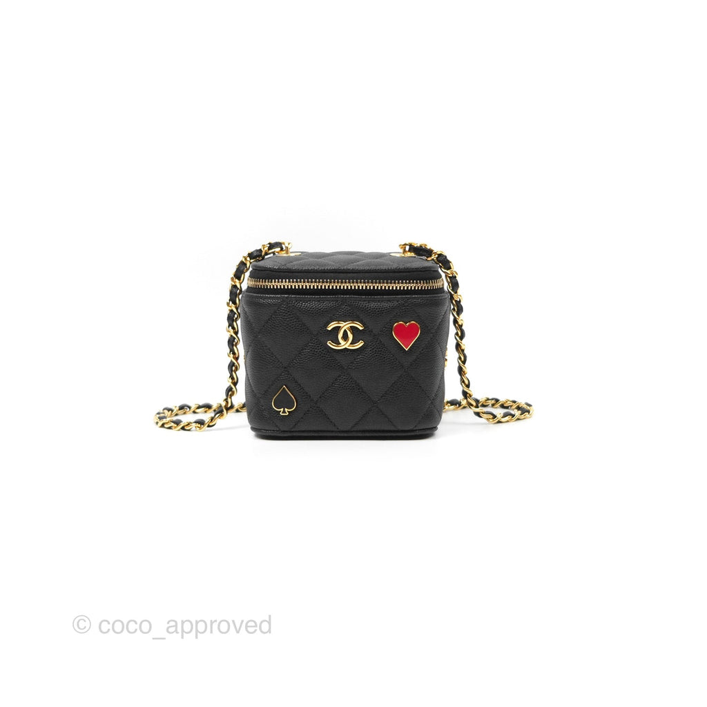 Chanel Mini Poker Vanity With Chain Black Caviar Gold Hardware