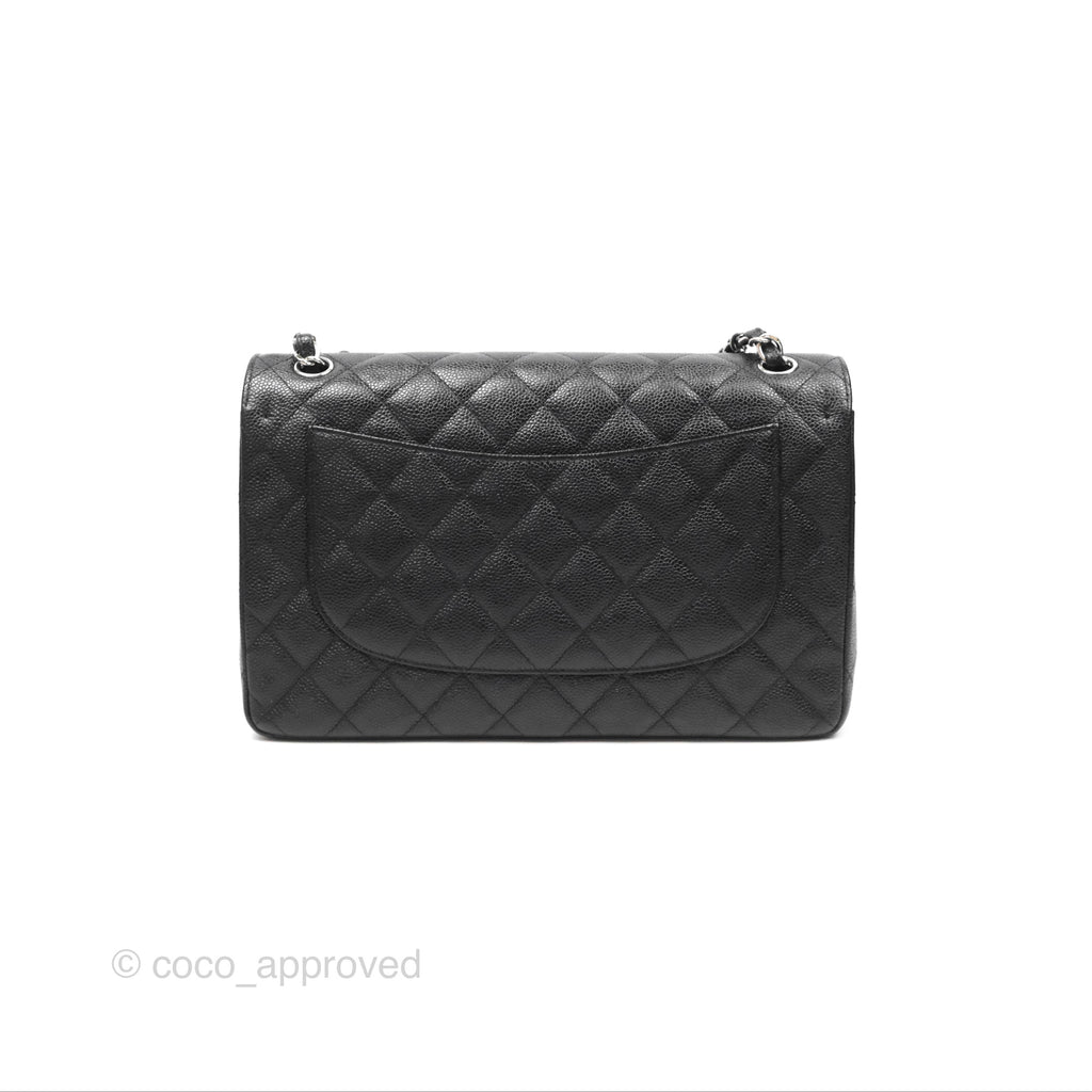 Chanel Jumbo Double Flap Black Caviar Silver Hardware⁣⁣