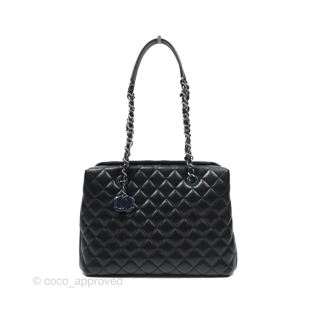 Chanel Quilted Small City Shopping Bag Black Caviar Ruthenium Hardware