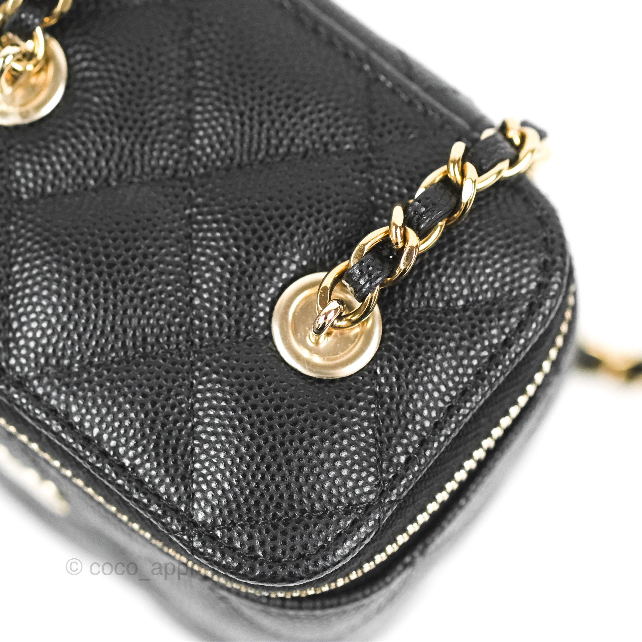 Chanel Quilted Mini O case Black Caviar Gold Hardware – Coco Approved Studio