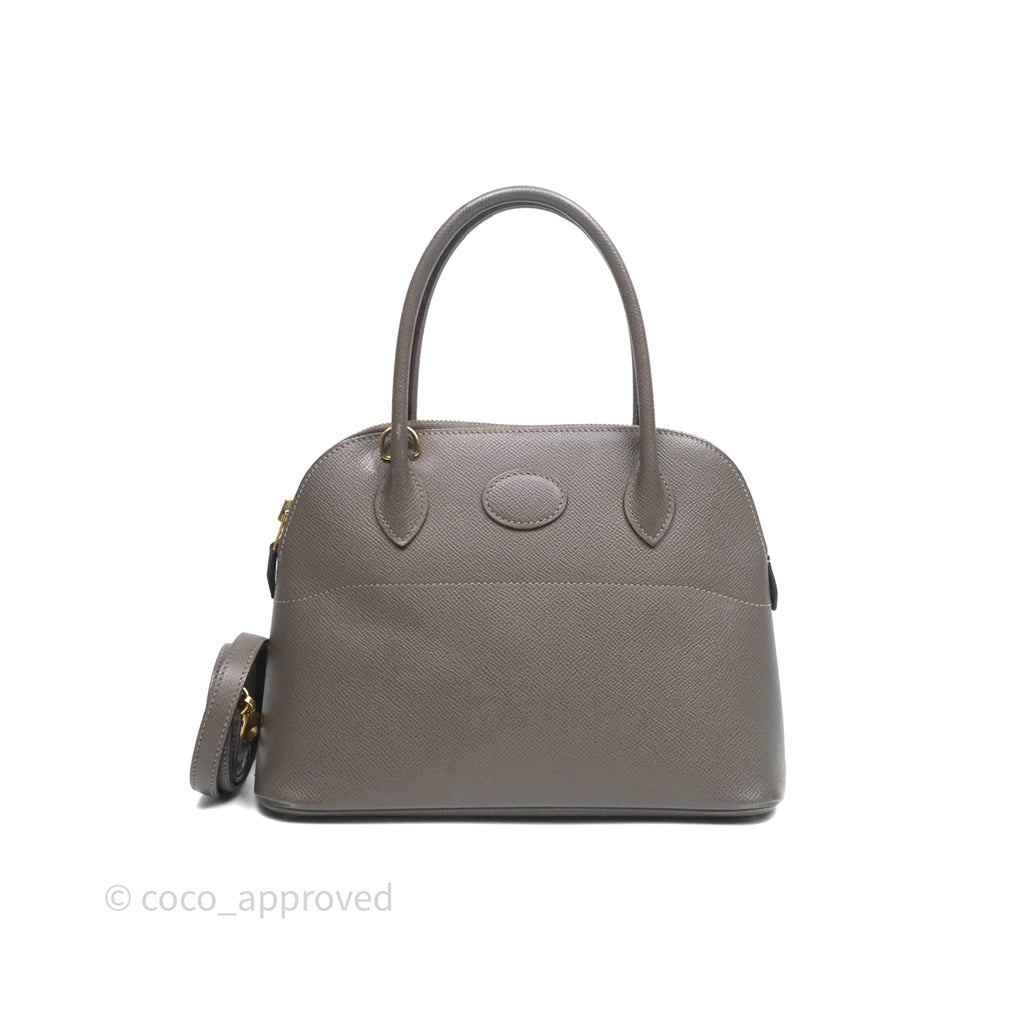 Hermès Bolide 27 Etain 8F Epsom Gold Hardware